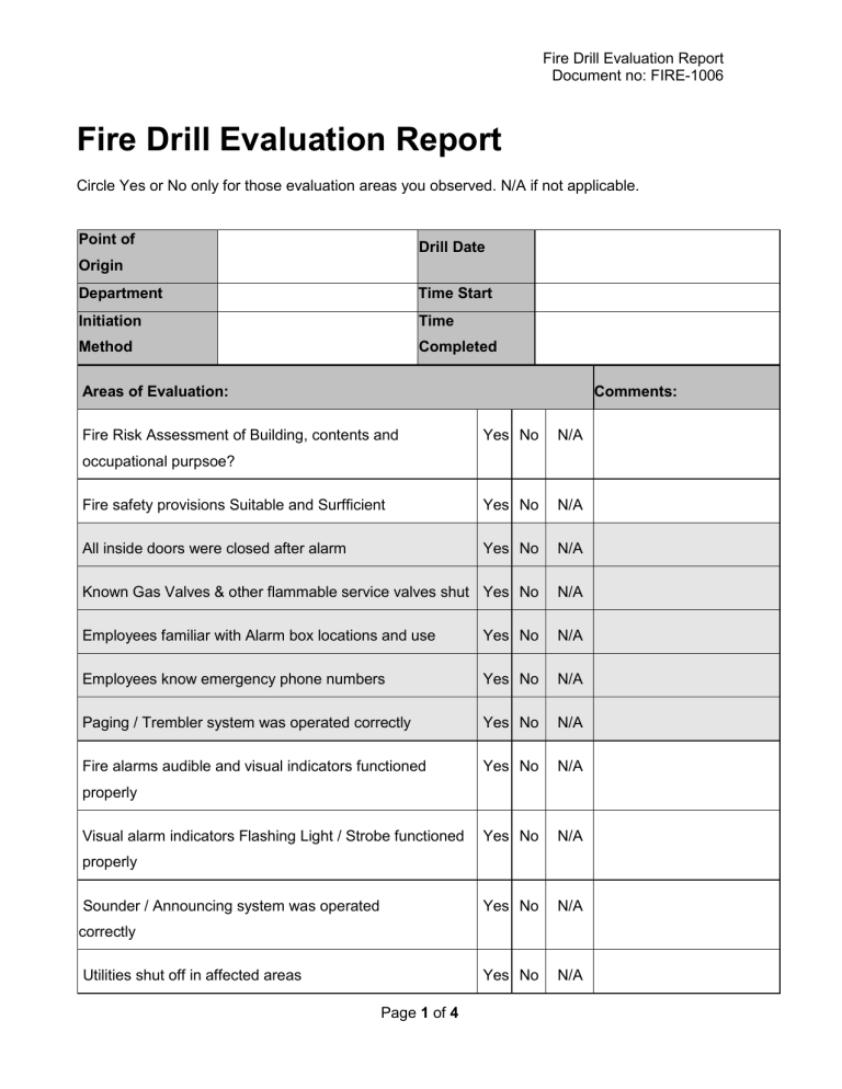 Fire Drill Evaluation 2249