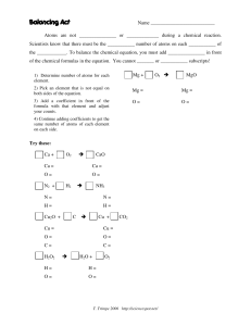 Balancing Chemical Equations Worksheet