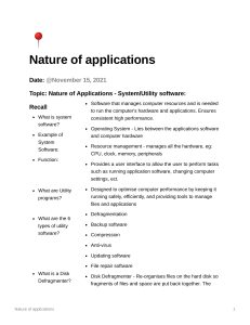 Nature of applications