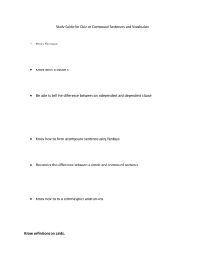 Compound Sentences & Vocab Quiz Study Guide