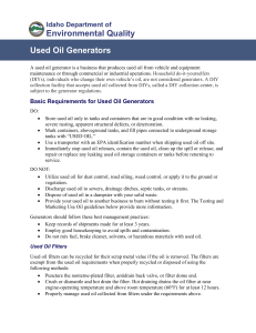 Regulations for Generators of Used Oil