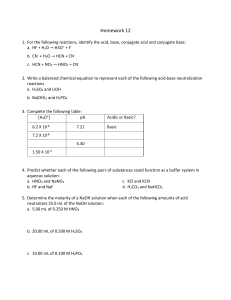 Acid-Base Chemistry Homework