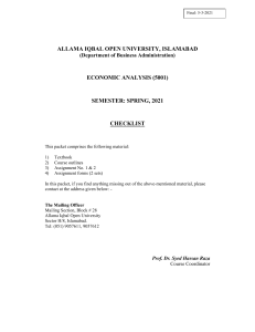 Economic Analysis Course Material (5001) - AIOU