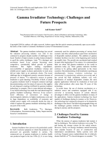 Gamma Irradiator Technology: Challenges & Future