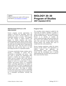 Biology 20 Curriculum