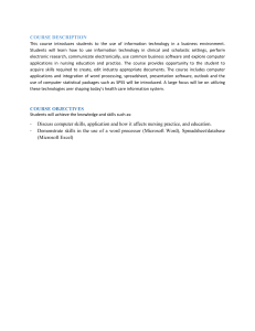 IT in Nursing: Course Description & Objectives