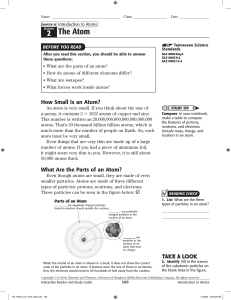 Introduction to Atoms Worksheet: Structure & Isotopes