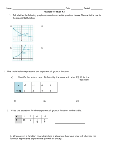 Exponential Functions Review Worksheet