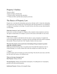 Property Law Outline: Ownership, Acquisition, Adverse Possession