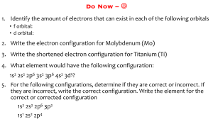 Electron Configuration Worksheet