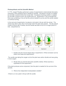 Photosynthesis & Scientific Method Worksheet