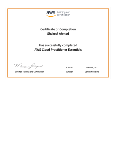AWS Cloud Practitioner Essentials Certificate