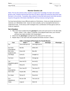 Monster Genetics Lab: Punnett Squares & Inheritance