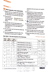 Calorimetry Lab: Heat Capacity & Enthalpy Changes