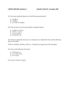 CHE101 Tutorial: Significant Figures & Conversions