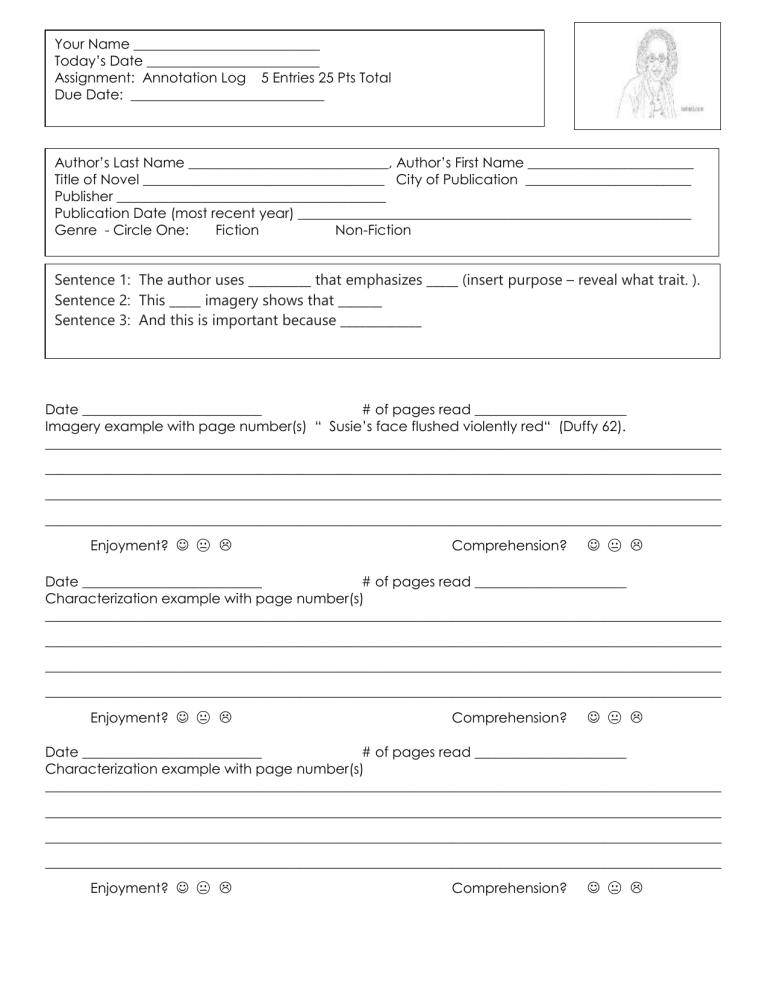 Novel Annotation Log Template