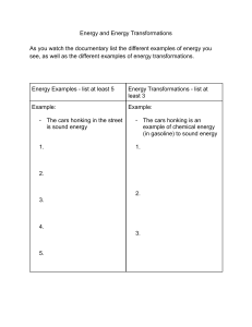 Energy & Transformations Worksheet