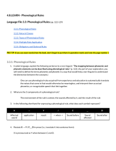 Phonological Rules Worksheet