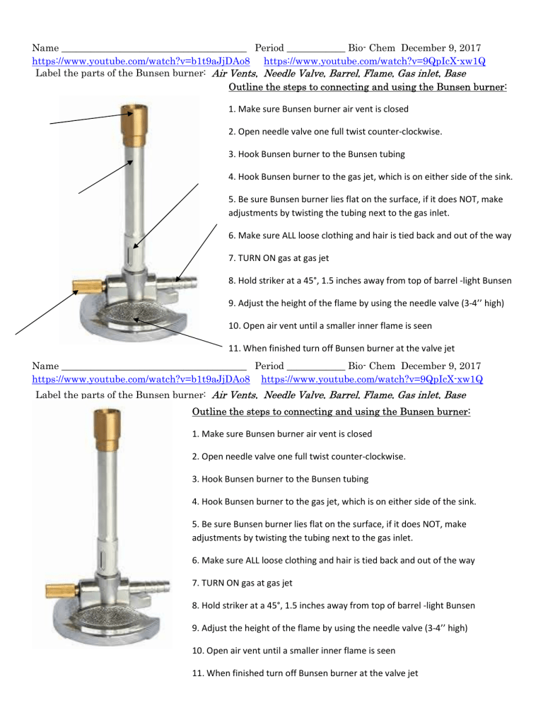 bunsen burner tutorial notes