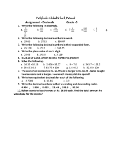 Decimals Worksheet - Grade 5 Math Practice