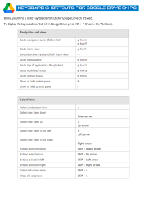 Google Drive Keyboard Shortcuts on PC