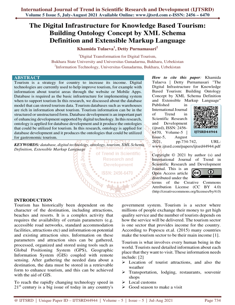The Digital Infrastructure for Knowledge Based Tourism Building