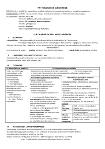 Pathologies de surcharge : Hémosidérose, Stéatose