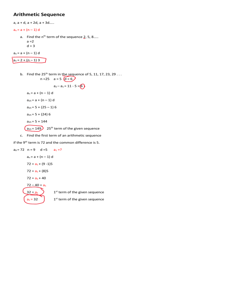 Arithmetic & Geometric Sequences Worksheet