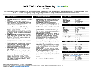 NCLEX-RN Cram Sheet: Key Nursing Facts & Values