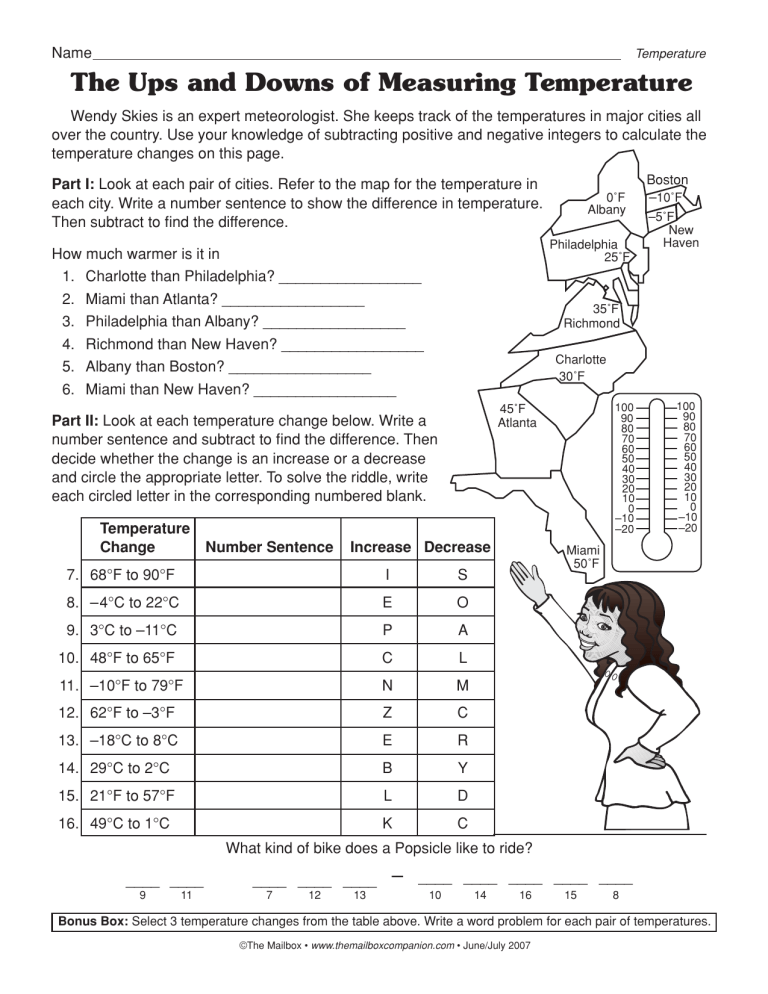 Temperature Change Math Worksheet