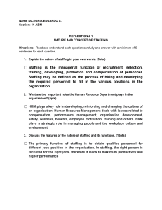 Staffing: Nature, Concept & HR Roles Reflection