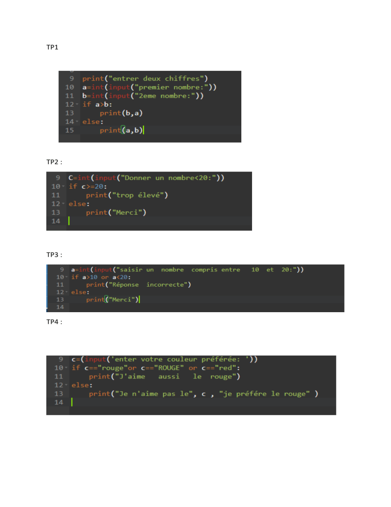 Python Code Snippets: Input, Conditionals