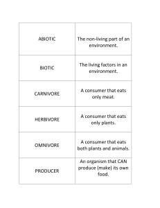 Ecology Vocabulary Card Sort