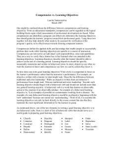 Competencies vs. Learning Objectives in Education