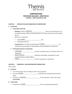 Corporations Law: Formation & Investment Coursebook