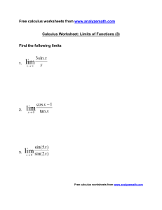 Calculus Limits Worksheet: Trigonometric Functions