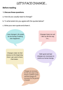 Let's Face Change: Worksheet on Personal Reactions