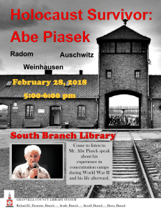Holocaust Survivor: Abe Piasek at Granville County Library