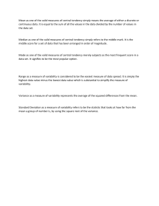 Statistical Measures: Mean, Median, Mode, Variance, SD