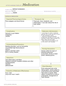 Aspirin Medication Template: Uses, Side Effects, and Nursing