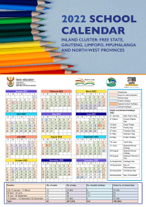 2022 School Calendar Gazette