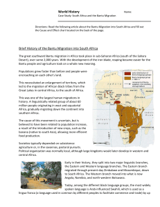 Bantu Migration: South Africa Case Study