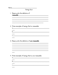 Energy Quiz: Renewable & Non-Renewable Sources