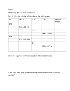 pH and pOH Calculations Worksheet