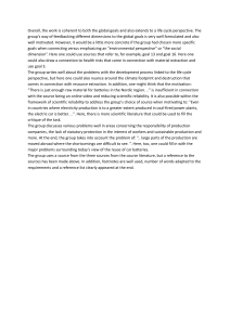 Review: Global Goals & Life Cycle Perspective