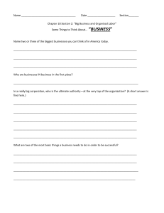 Big Business & Labor Worksheet: Chapter 18, Section 2