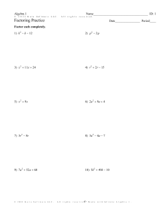 Faktoryzacja Wyrażeń Algebraicznych - Karta Pracy