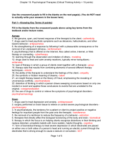 Psychological Therapies Worksheet: Key Terms & Application