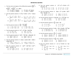 Differential Equations Worksheet