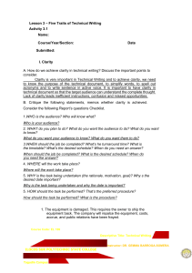 Technical Writing: Five Traits Activity Module